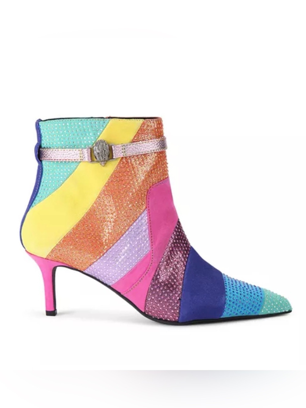 New KURT GEIGER Kensington Flexi Ankle Boot Rainbow Crystal $300 Sz 38